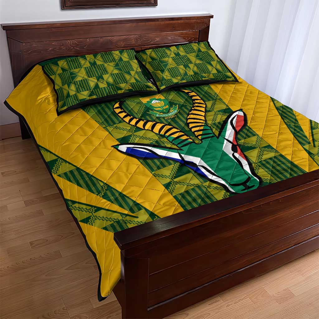 Custom South Africa Rugby Quilt Bed Set Go Springboks Kente With Bokke LT14