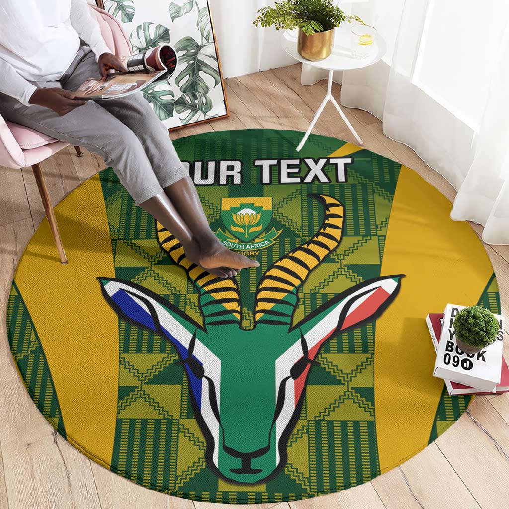 Custom South Africa Rugby Round Carpet Go Springboks Kente With Bokke LT14