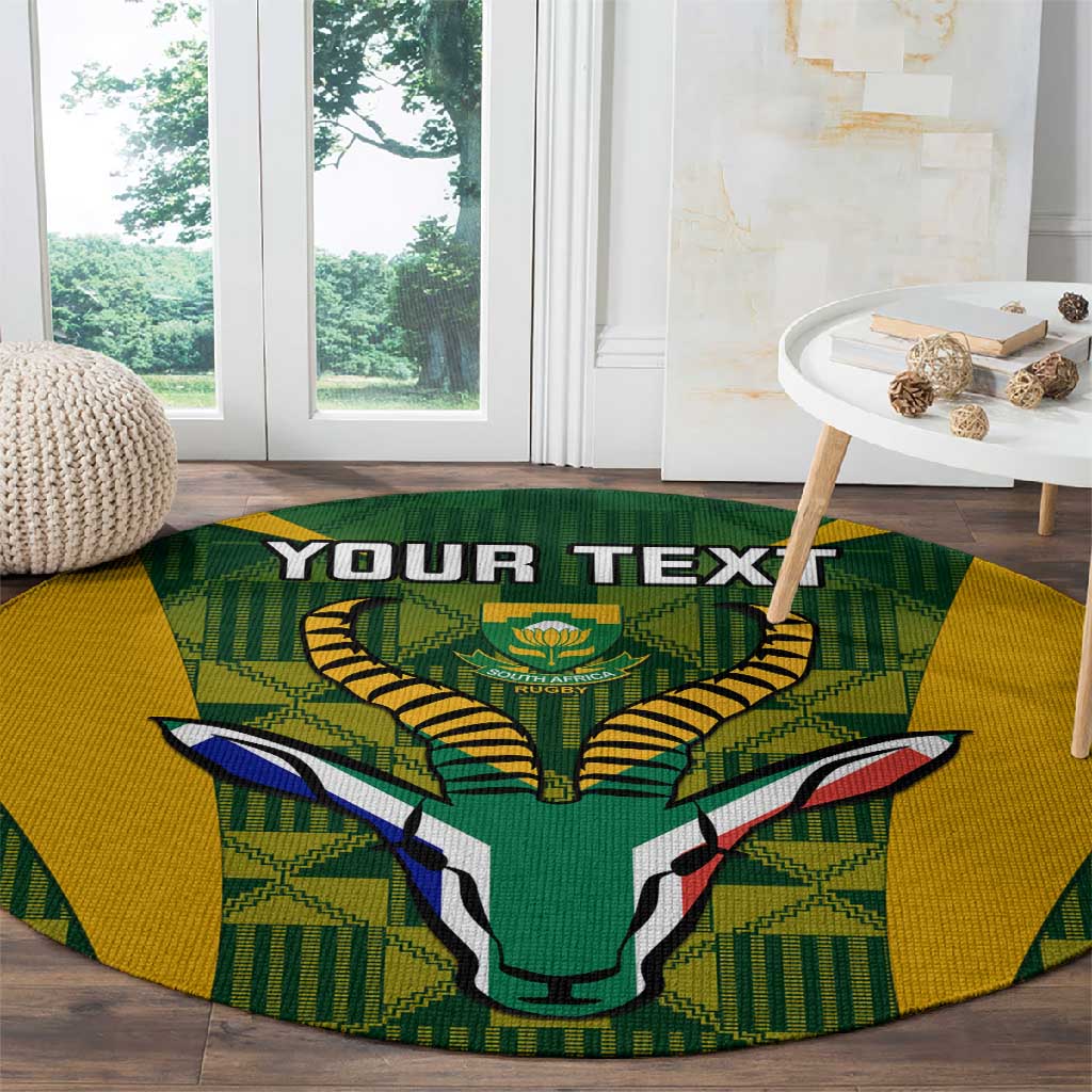 Custom South Africa Rugby Round Carpet Go Springboks Kente With Bokke LT14