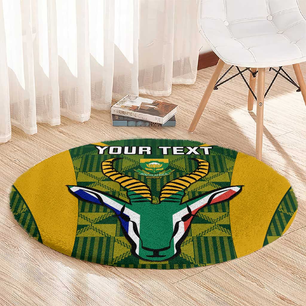 Custom South Africa Rugby Round Carpet Go Springboks Kente With Bokke LT14