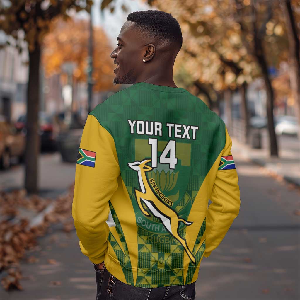 Custom South Africa Rugby Sweatshirt Go Springboks Kente With Bokke LT14