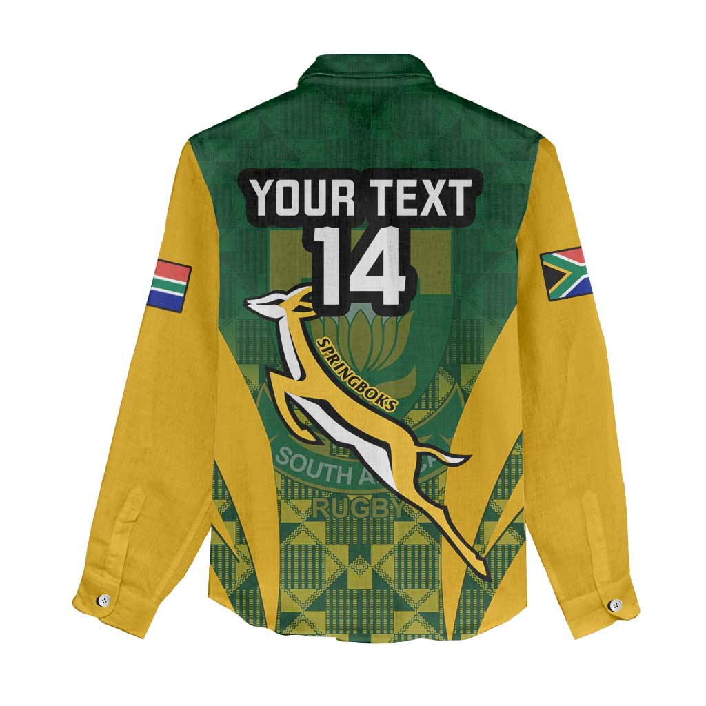 Custom South Africa Rugby Women Casual Shirt Go Springboks Kente With Bokke LT14