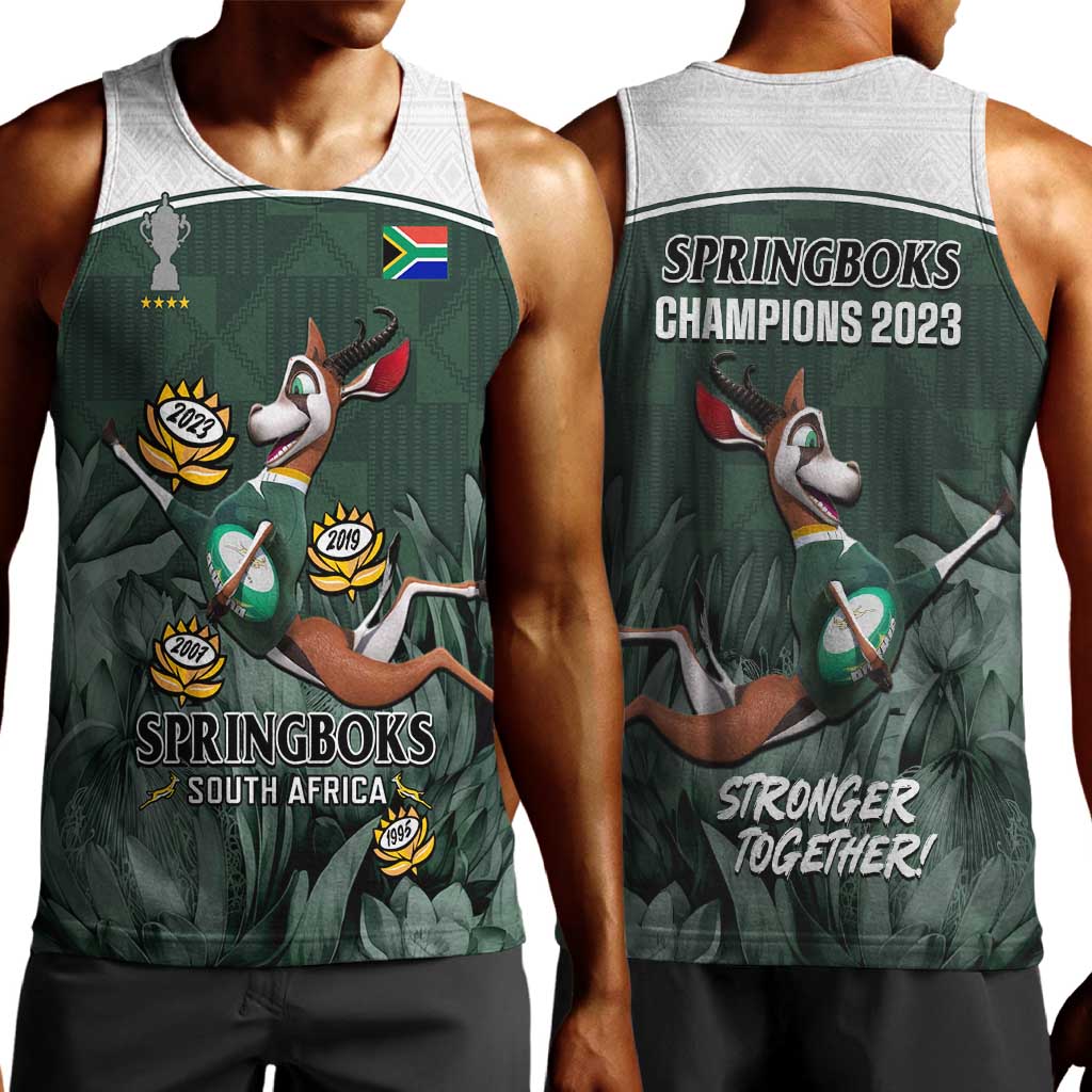 South Africa Rugby Men Tank Top Springboks 4th Champions World Cup Proud Bokke LT14