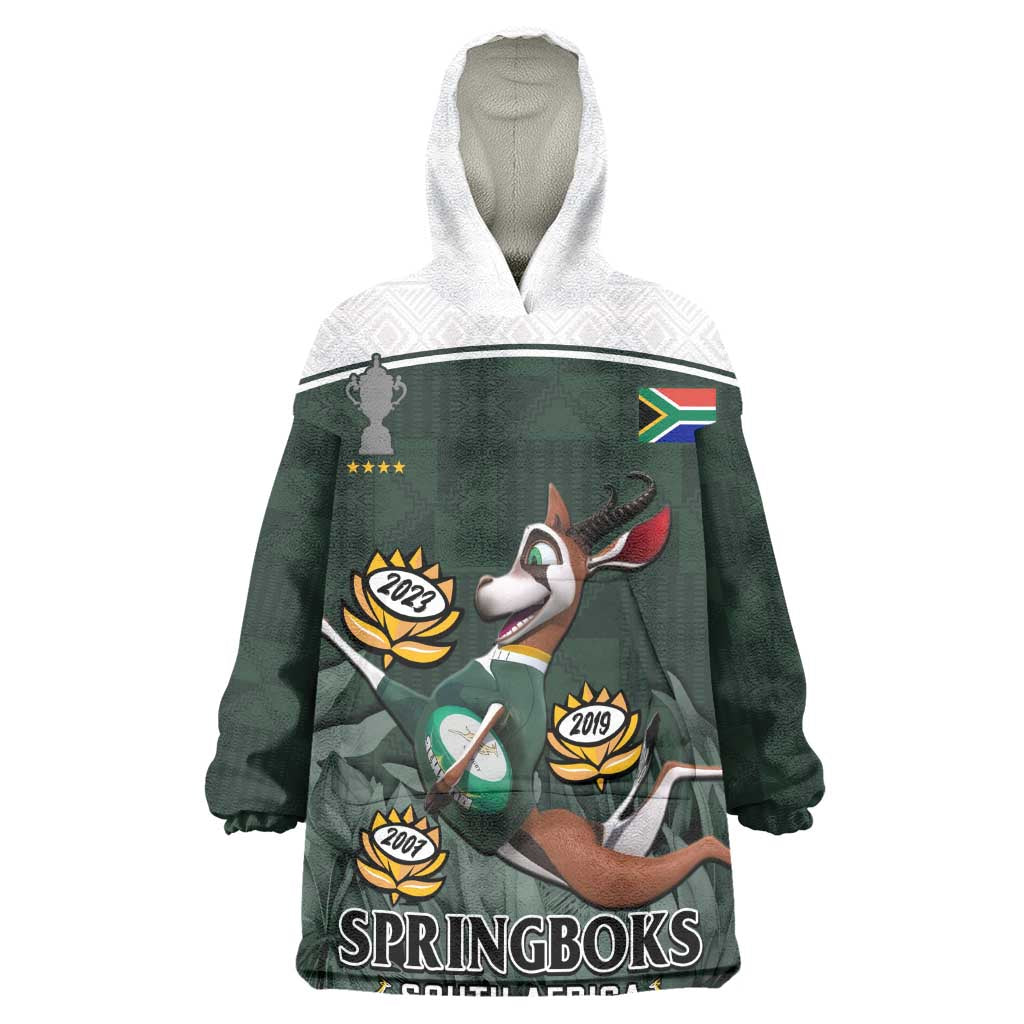 South Africa Rugby Wearable Blanket Hoodie Springboks 4th Champions World Cup Proud Bokke LT14
