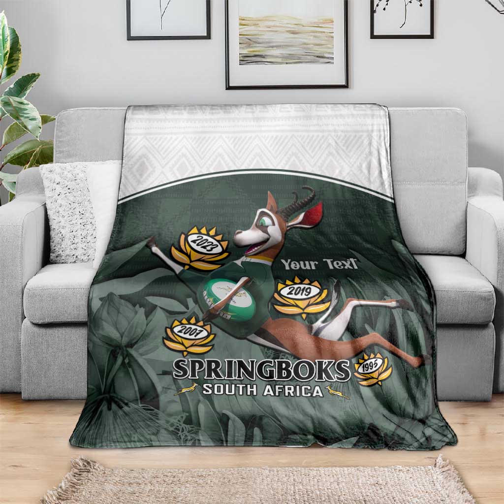 Custom South Africa Rugby Blanket Springboks 4th Champions World Cup Proud Bokke LT14