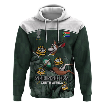 Custom South Africa Rugby Hoodie Springboks 4th Champions World Cup Proud Bokke LT14