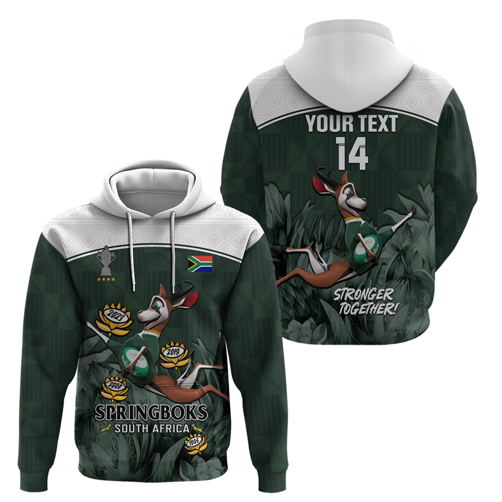 Custom South Africa Rugby Hoodie Springboks 4th Champions World Cup Proud Bokke LT14