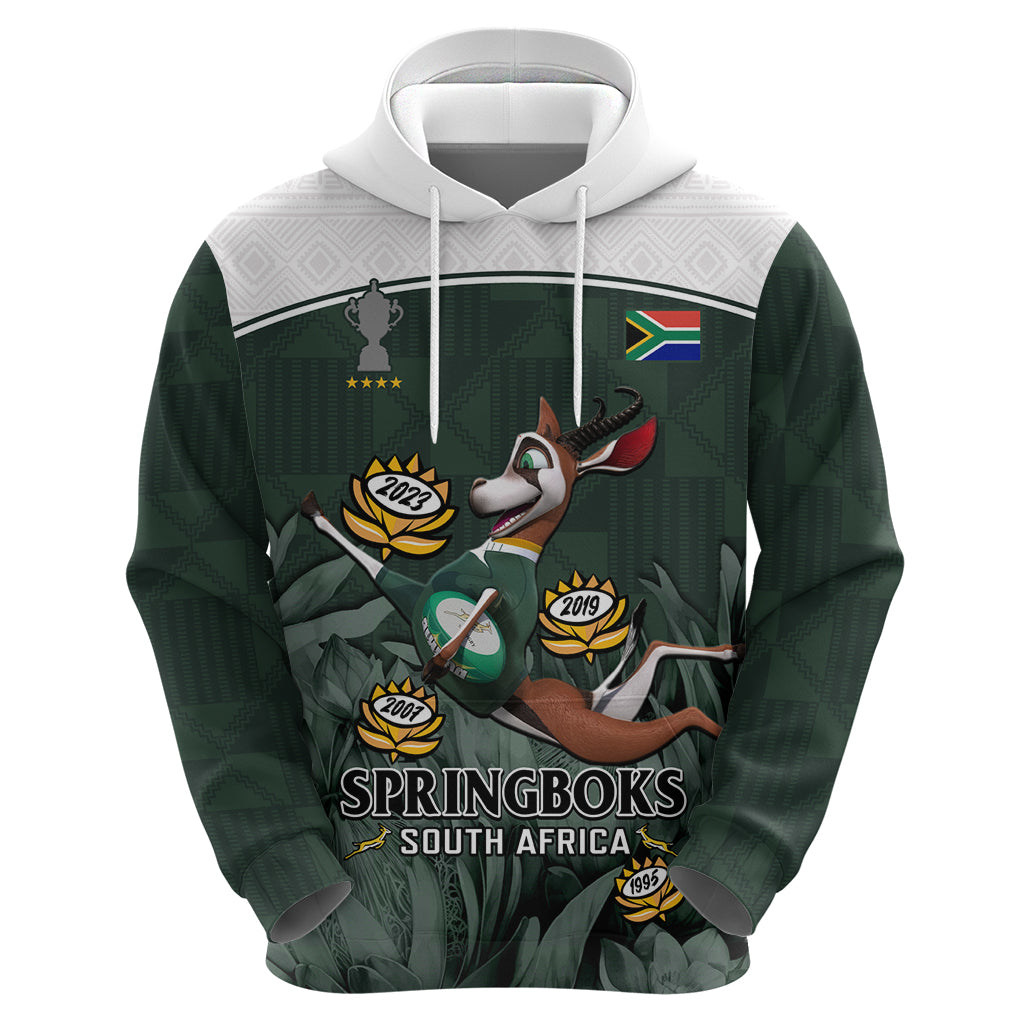 Custom South Africa Rugby Hoodie Springboks 4th Champions World Cup Proud Bokke LT14