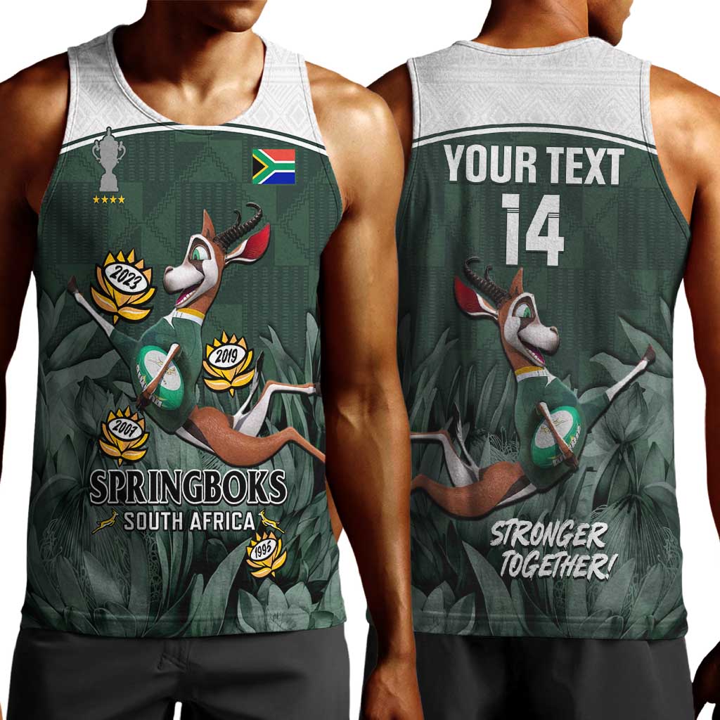 Custom South Africa Rugby Men Tank Top Springboks 4th Champions World Cup Proud Bokke LT14