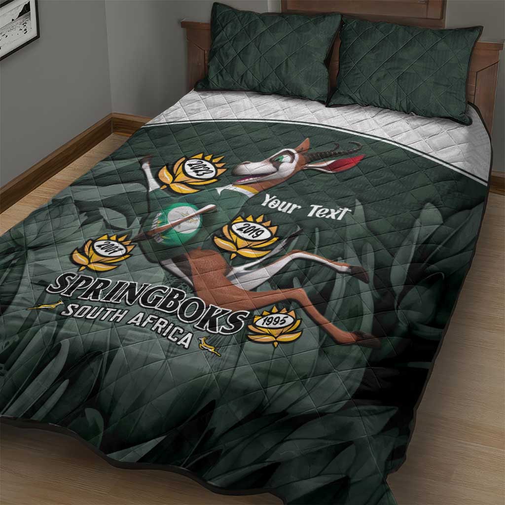 Custom South Africa Rugby Quilt Bed Set Springboks 4th Champions World Cup Proud Bokke LT14