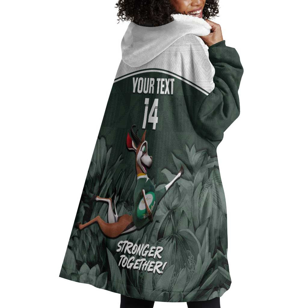 Custom South Africa Rugby Wearable Blanket Hoodie Springboks 4th Champions World Cup Proud Bokke LT14
