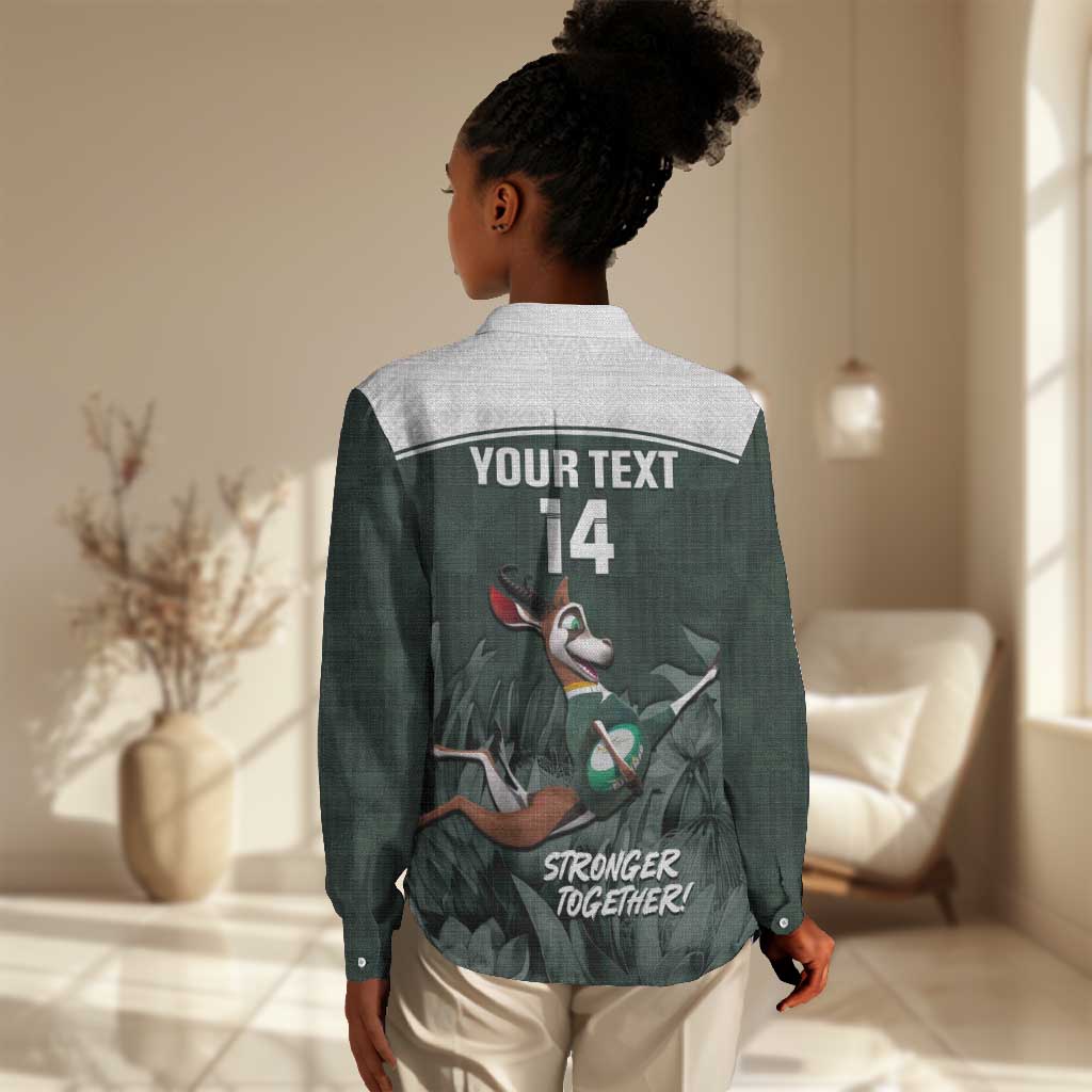 Custom South Africa Rugby Women Casual Shirt Springboks 4th Champions World Cup Proud Bokke LT14