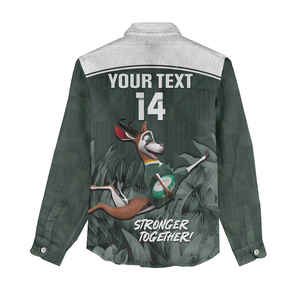 Custom South Africa Rugby Women Casual Shirt Springboks 4th Champions World Cup Proud Bokke LT14
