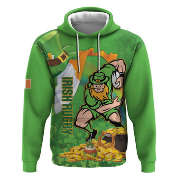 Personalised Ireland Rugby 2025 Hoodie Irish Leprechaun Saint Patrick's Day LT14