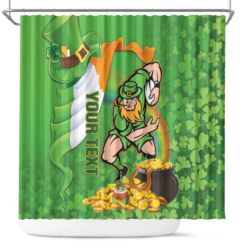 Personalised Ireland Rugby 2025 Shower Curtain Irish Leprechaun Saint Patrick's Day LT14