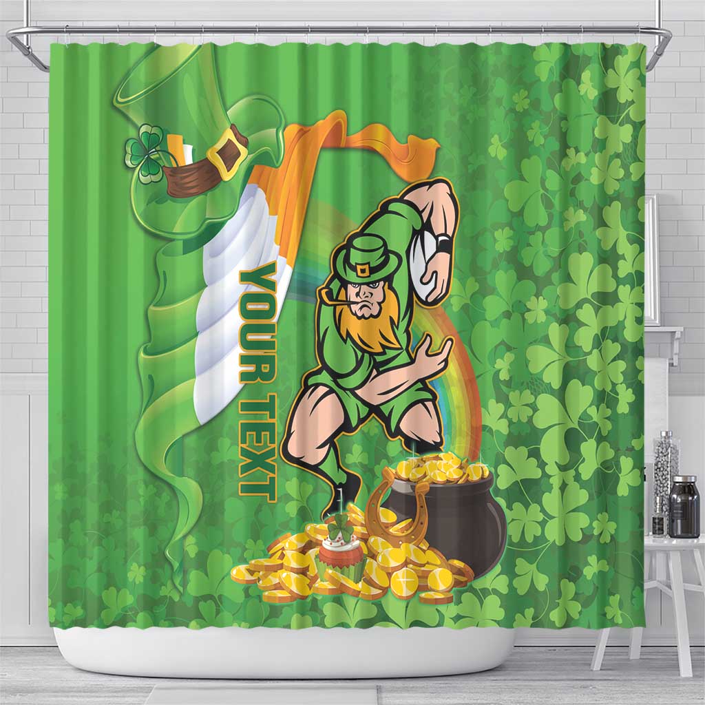 Personalised Ireland Rugby 2025 Shower Curtain Irish Leprechaun Saint Patrick's Day LT14