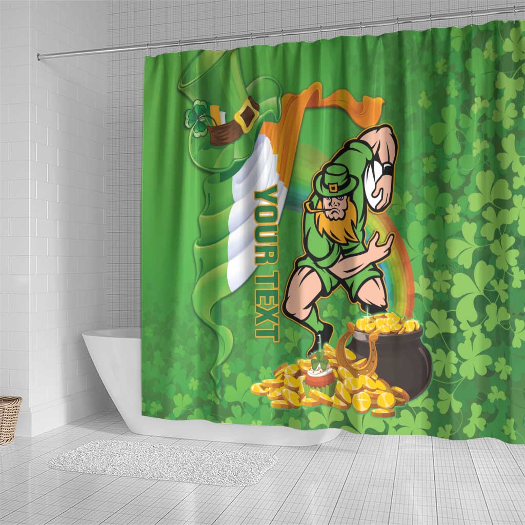 Personalised Ireland Rugby 2025 Shower Curtain Irish Leprechaun Saint Patrick's Day LT14