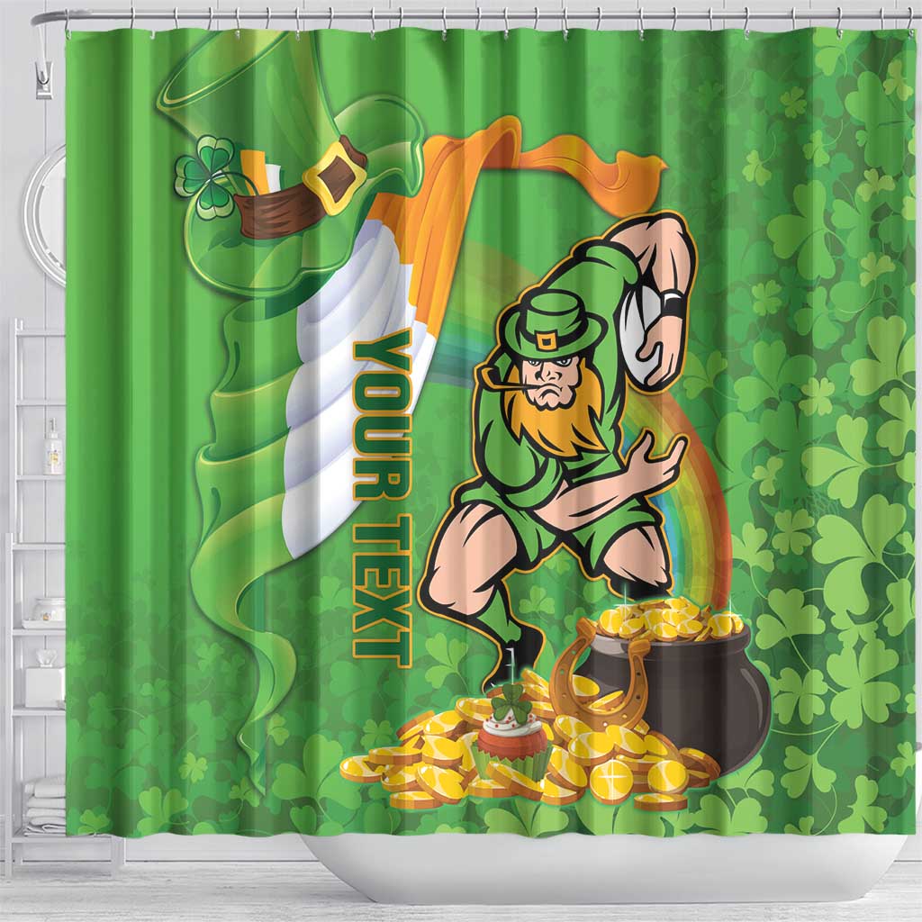 Personalised Ireland Rugby 2025 Shower Curtain Irish Leprechaun Saint Patrick's Day LT14