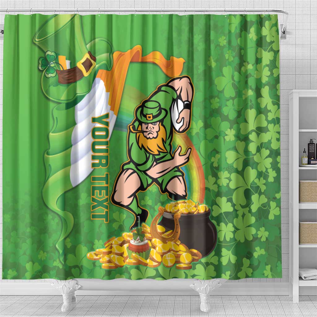 Personalised Ireland Rugby 2025 Shower Curtain Irish Leprechaun Saint Patrick's Day LT14