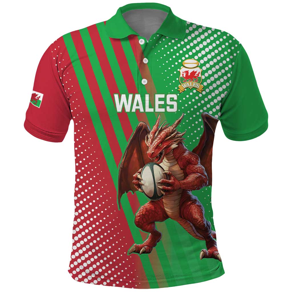 Custom Wales Rugby 2025 Polo Shirt Go Welsh Dragon Sporty Style LT14