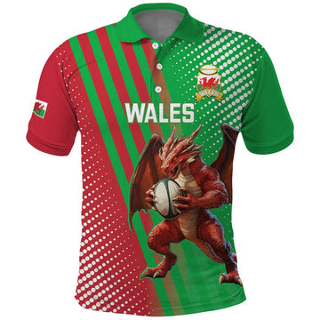 Custom Wales Rugby 2025 Polo Shirt Go Welsh Dragon Sporty Style LT14
