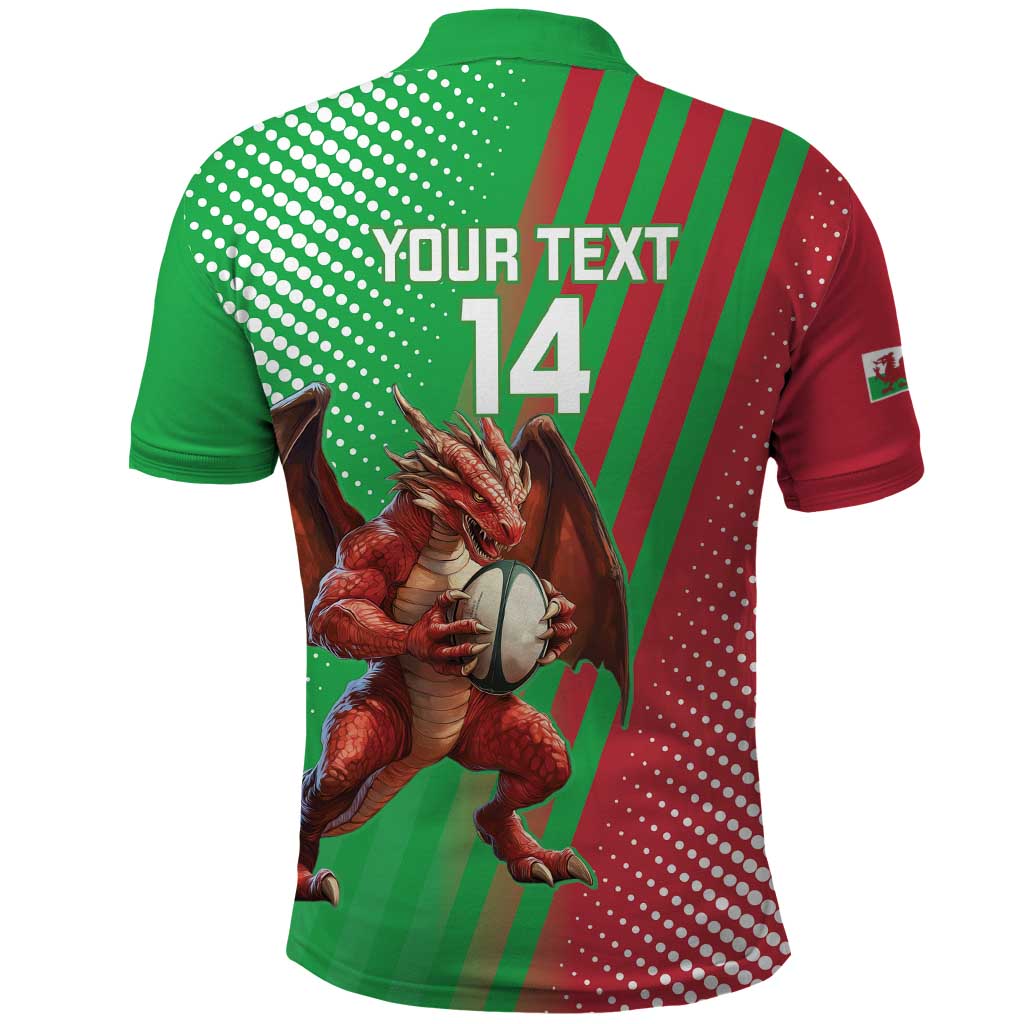 Custom Wales Rugby 2025 Polo Shirt Go Welsh Dragon Sporty Style LT14