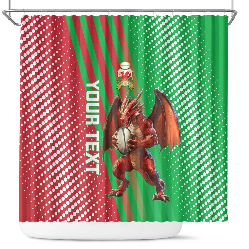 Custom Wales Rugby 2025 Shower Curtain Go Welsh Dragon Sporty Style LT14