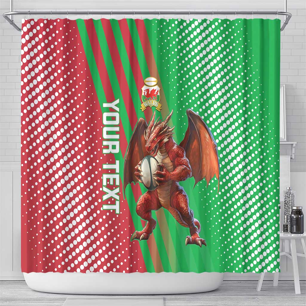 Custom Wales Rugby 2025 Shower Curtain Go Welsh Dragon Sporty Style LT14