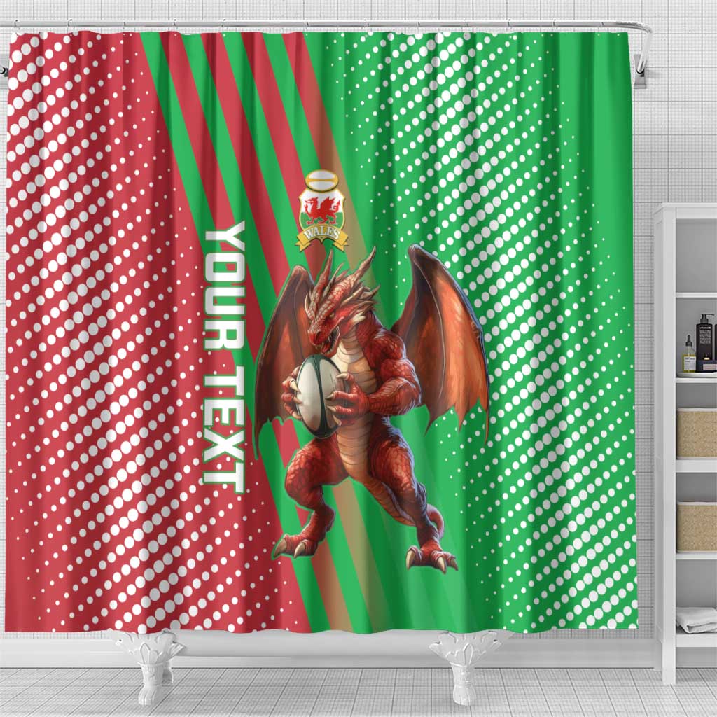 Custom Wales Rugby 2025 Shower Curtain Go Welsh Dragon Sporty Style LT14