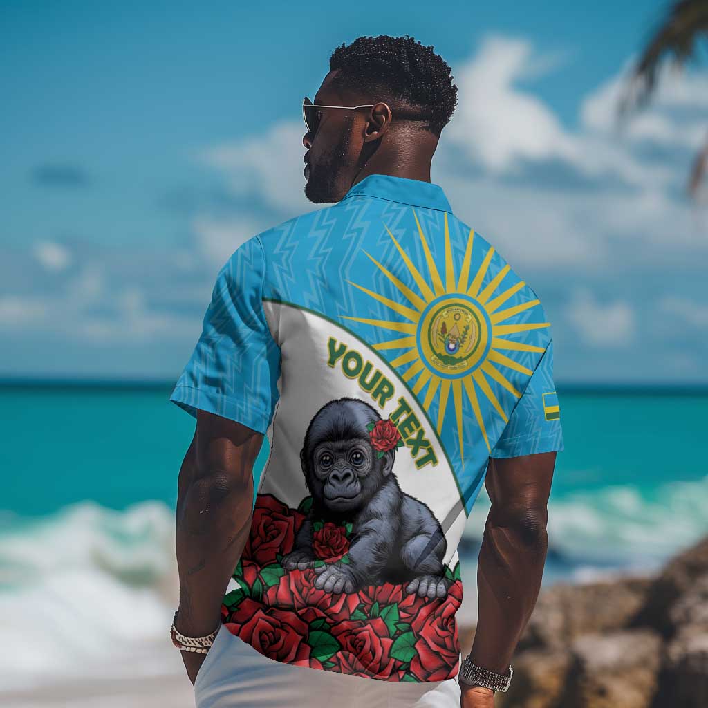 Personalized Rwandas Gorilla Naming Hawaiian Shirt Baby Gorilla Coat Of Arms With Red Rose LT15