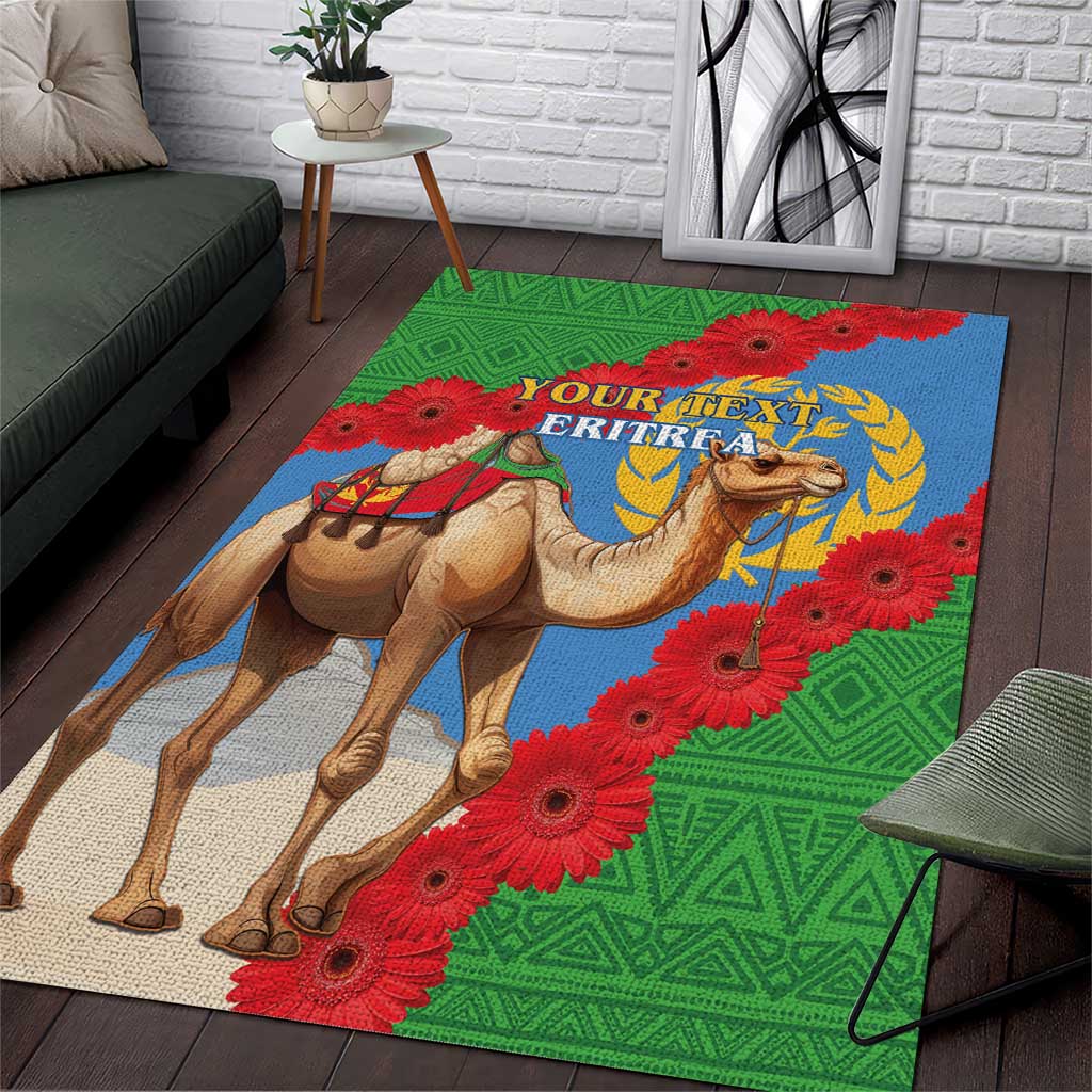 Personalised Eritrea Arabian Camel Area Rug Gerbera Flower - Flag Color LT15