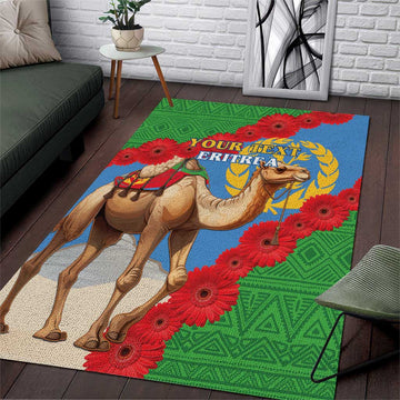 Personalised Eritrea Arabian Camel Area Rug Gerbera Flower - Flag Color LT15