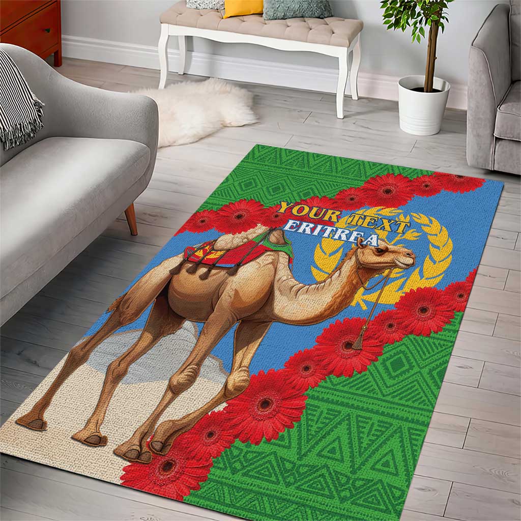 Personalised Eritrea Arabian Camel Area Rug Gerbera Flower - Flag Color LT15