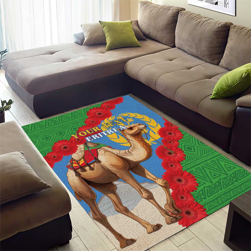 Personalised Eritrea Arabian Camel Area Rug Gerbera Flower - Flag Color LT15