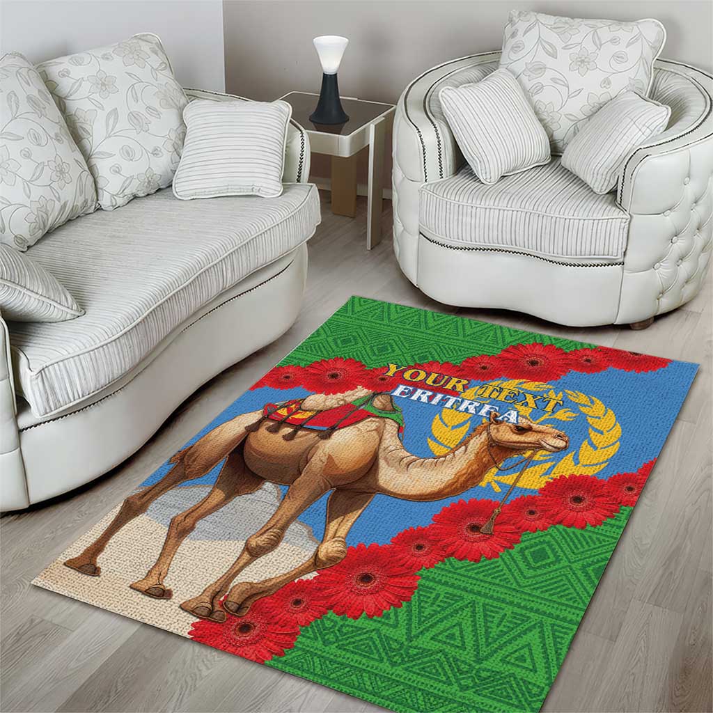 Personalised Eritrea Arabian Camel Area Rug Gerbera Flower - Flag Color LT15