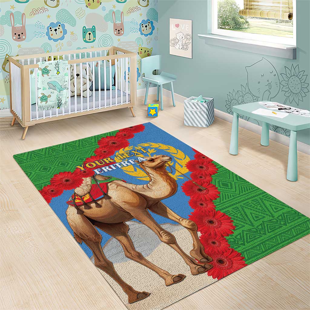 Personalised Eritrea Arabian Camel Area Rug Gerbera Flower - Flag Color LT15