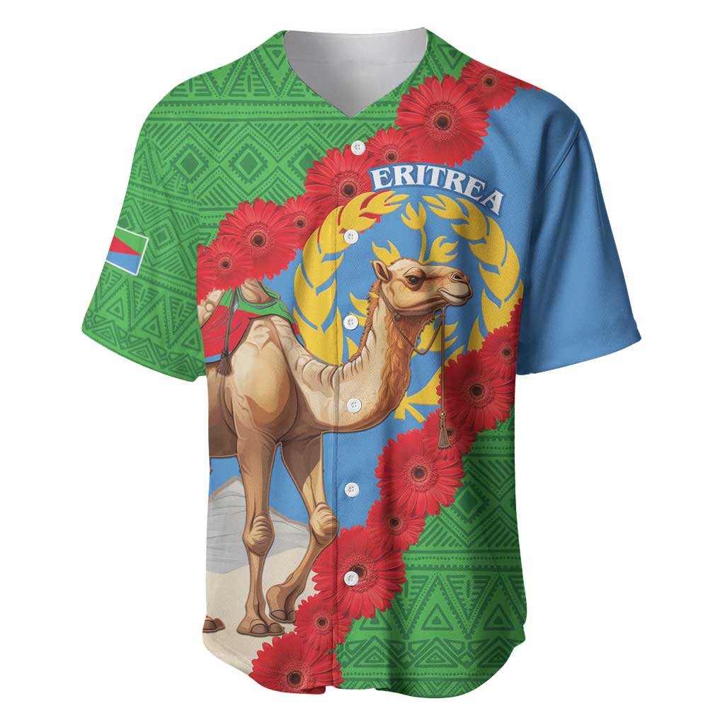 Personalised Eritrea Arabian Camel Baseball Jersey Gerbera Flower - Flag Color LT15