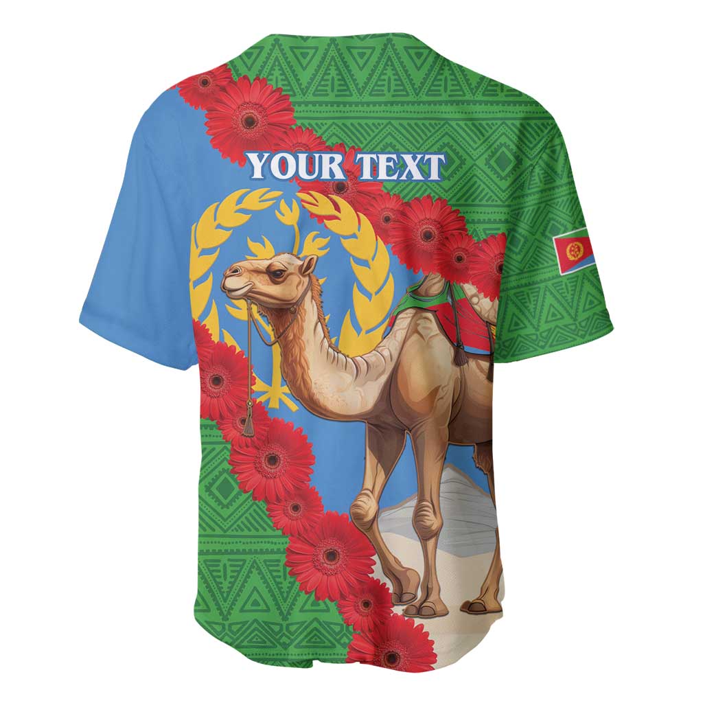 Personalised Eritrea Arabian Camel Baseball Jersey Gerbera Flower - Flag Color LT15