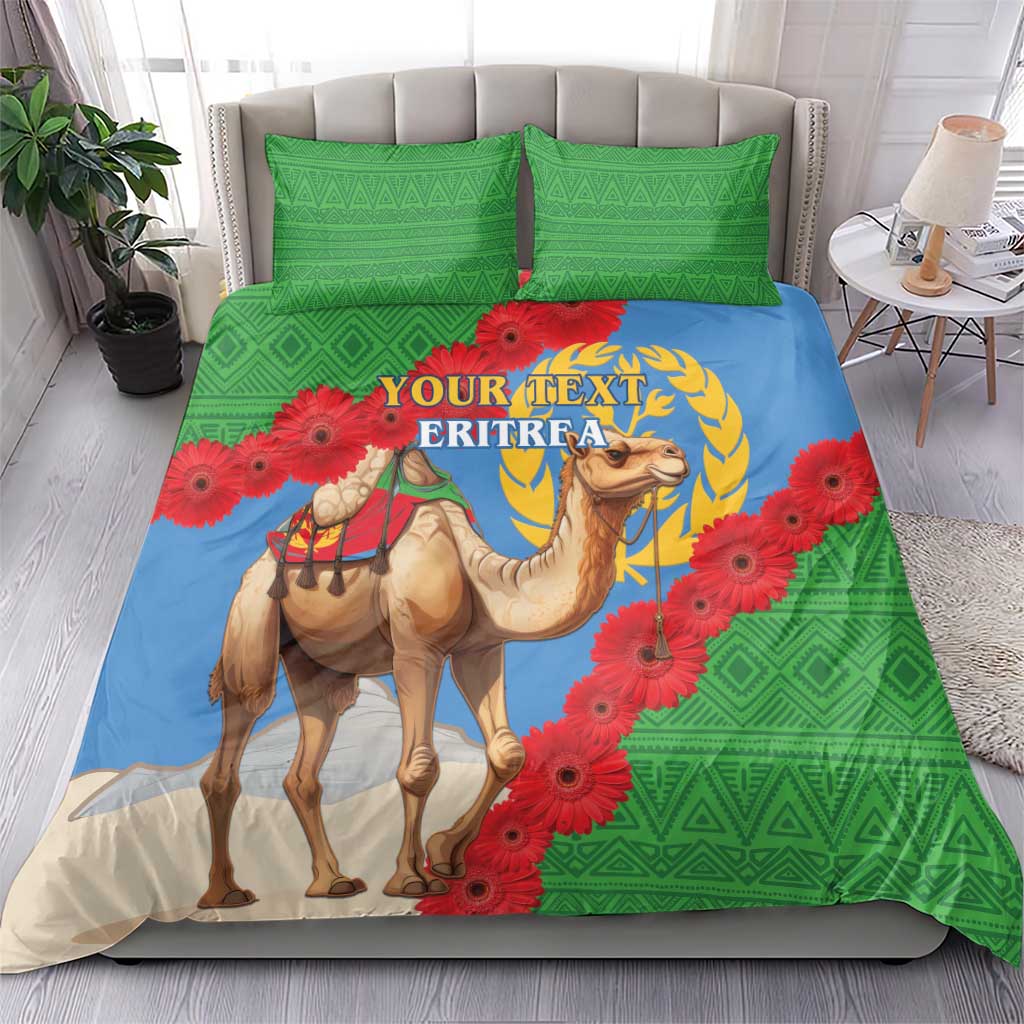 Personalised Eritrea Arabian Camel Bedding Set Gerbera Flower - Flag Color LT15