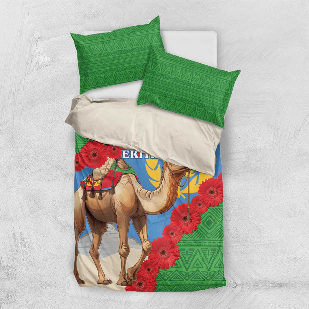 Personalised Eritrea Arabian Camel Bedding Set Gerbera Flower - Flag Color LT15