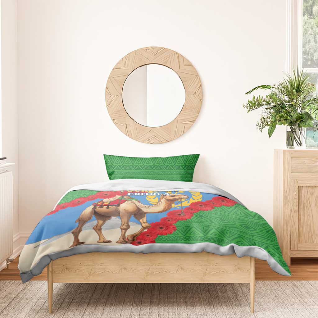 Personalised Eritrea Arabian Camel Bedding Set Gerbera Flower - Flag Color LT15