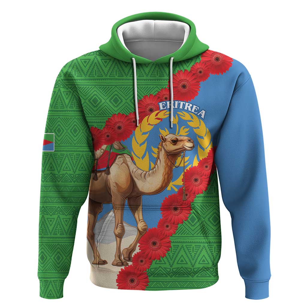 Personalised Eritrea Arabian Camel Hoodie Gerbera Flower Flag Color LT15