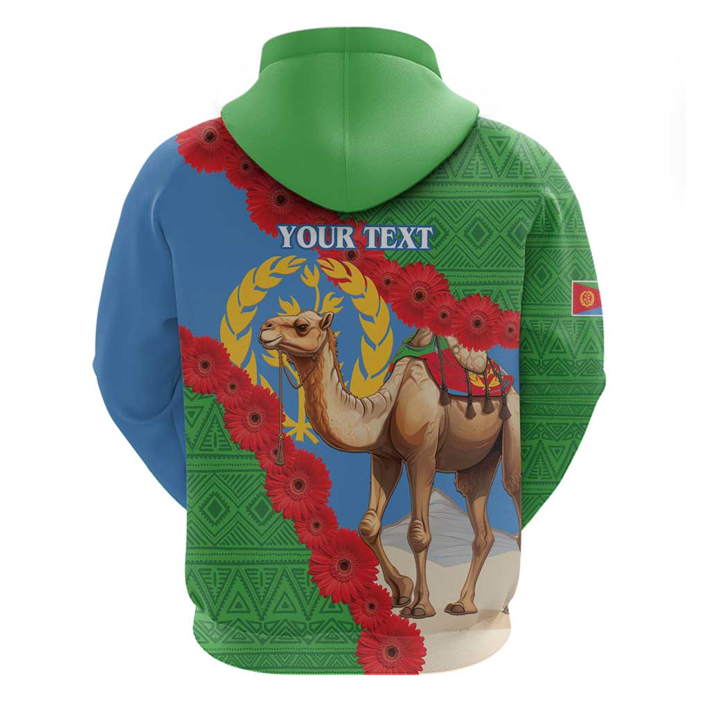 Personalised Eritrea Arabian Camel Hoodie Gerbera Flower Flag Color LT15