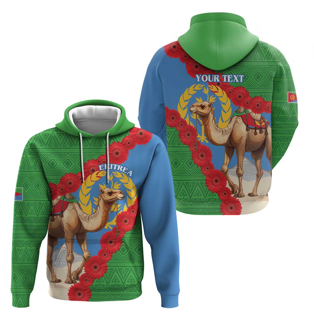 Personalised Eritrea Arabian Camel Hoodie Gerbera Flower Flag Color LT15