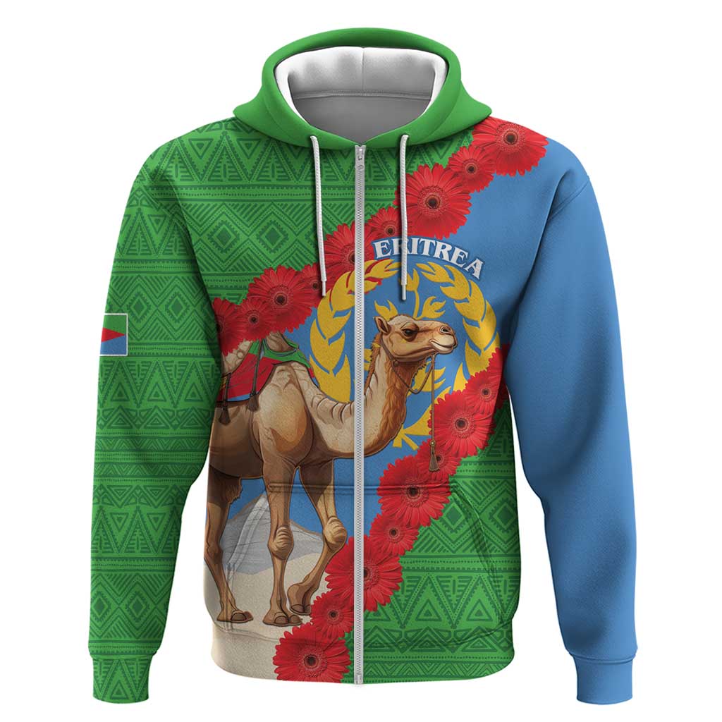 Personalised Eritrea Arabian Camel Hoodie Gerbera Flower Flag Color LT15