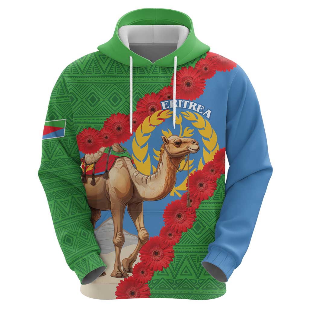 Personalised Eritrea Arabian Camel Hoodie Gerbera Flower Flag Color LT15