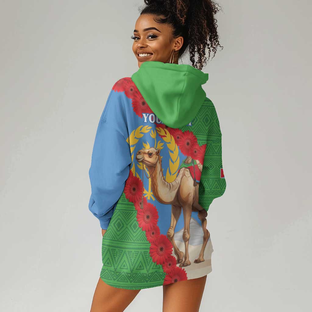 Personalised Eritrea Arabian Camel Hoodie Dress Gerbera Flower - Flag Color LT15