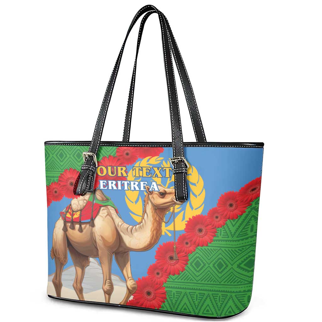 Personalised Eritrea Arabian Camel Leather Tote Bag Gerbera Flower Flag Color LT15