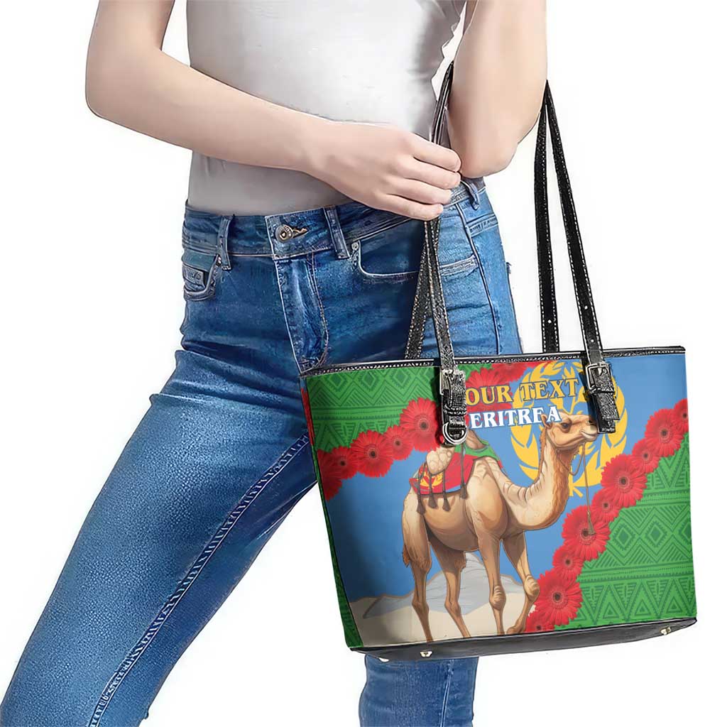 Personalised Eritrea Arabian Camel Leather Tote Bag Gerbera Flower Flag Color LT15