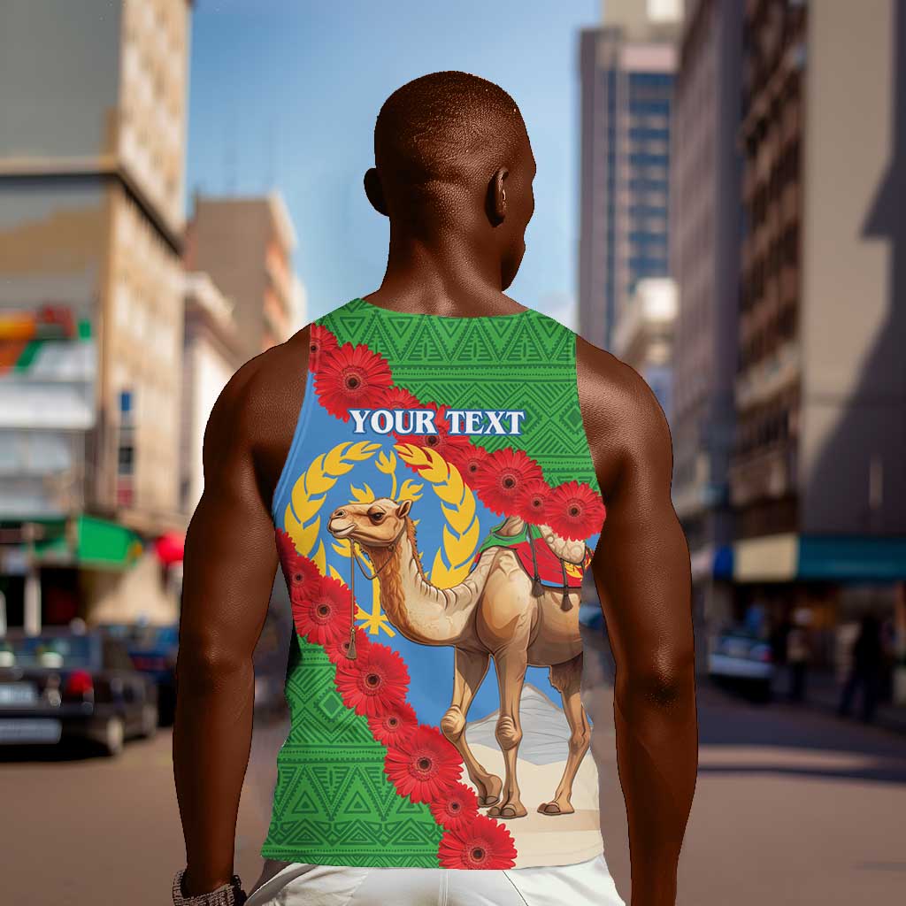 Personalised Eritrea Arabian Camel Men Tank Top Gerbera Flower - Flag Color LT15